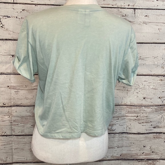 H&M T-Shirt Cropped w Pocket Light Green-M - Picture 3 of 3